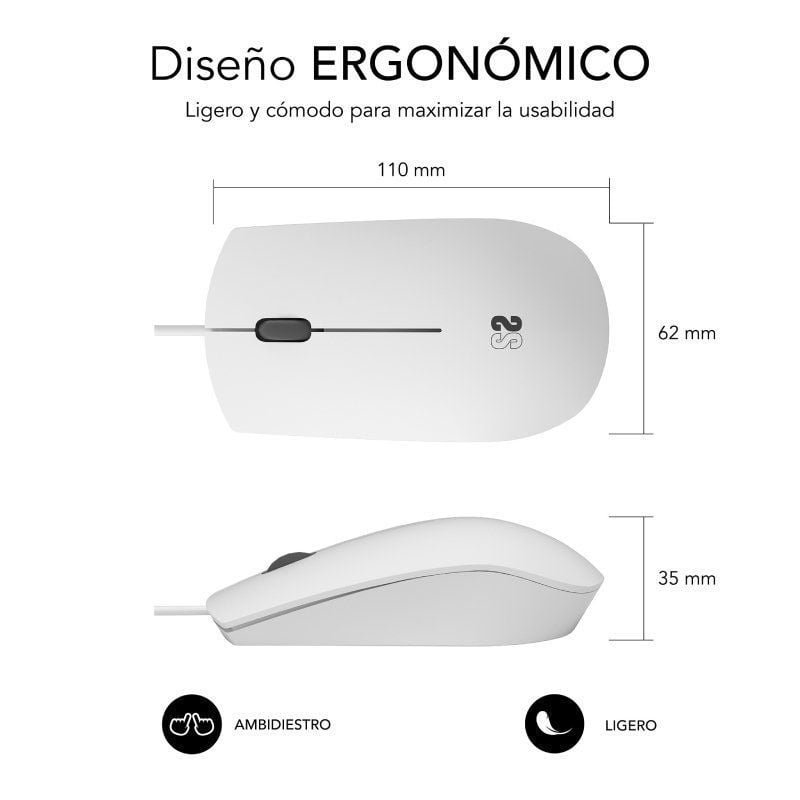 Ratón Subblim Business Silencioso/ Hasta 1200 DPI/ Blanco - изображение 3