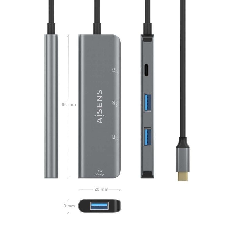Hub USB Tipo-C Aisens A109-0762/ 3xUSB/ 1xUSB Tipo-C/ Gris - изображение 4