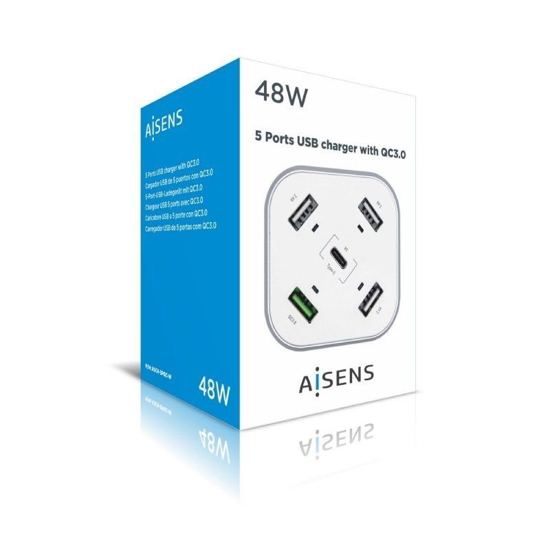 Cargador de Mesa Aisens ASCH-5PQC-W/ 1xUSB Tipo-C/ 4xUSB/ 48W - изображение 5