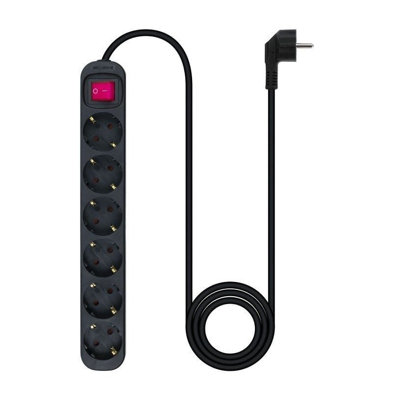 Regleta con Interruptor Nanocable 10.37.0006-BK/ 6 Tomas de Corriente/ Cable 1.4m/ Negro - изображение 2