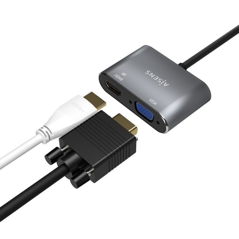 Conversor Aisens A109-0627/ HDMI Hembra - VGA Hembra - USB Tipo-C Macho/ 15cm/ Gris - изображение 4
