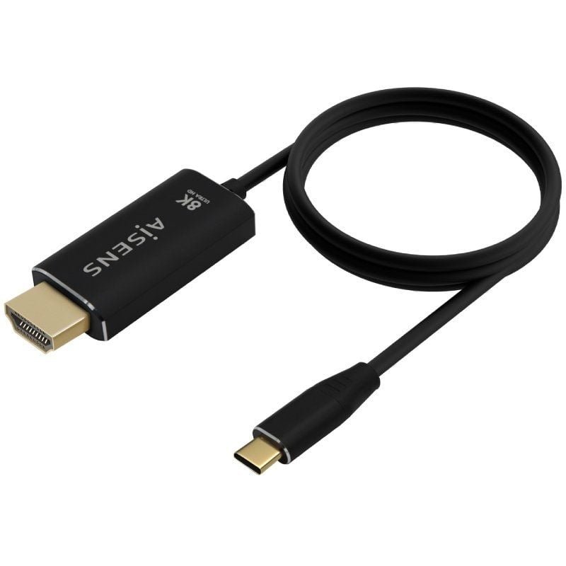 Cable Conversor Aisens A109-0712/ USB Tipo-C Macho - HDMI 8K Macho/ Hasta 27W/ 6000Mbps/ 2m/ Negro - изображение 2