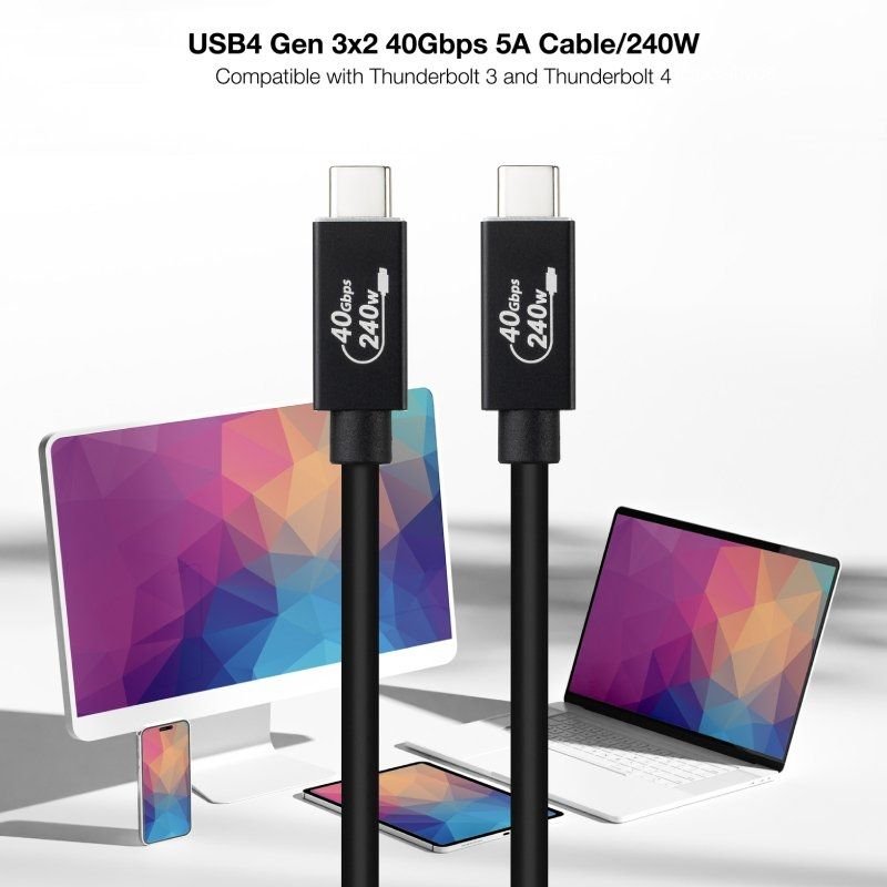 Cable USB 4.0 Nanocable 10.01.5001/ USB Tipo-C Macho - USB Tipo-C Macho/ Hasta 240W/ 40Gbps/ 1m/ Negro - изображение 3