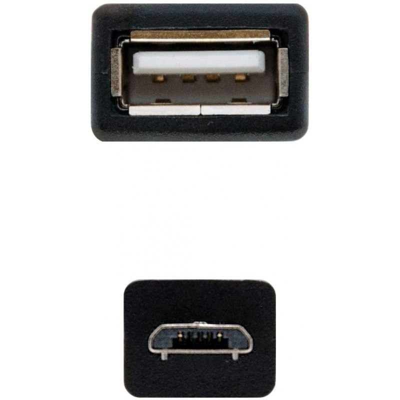 Cable USB 2.0 Nanocable 10.01.3500/ MicroUSB Macho - USB Hembra/ 15cm/ Negro - изображение 3