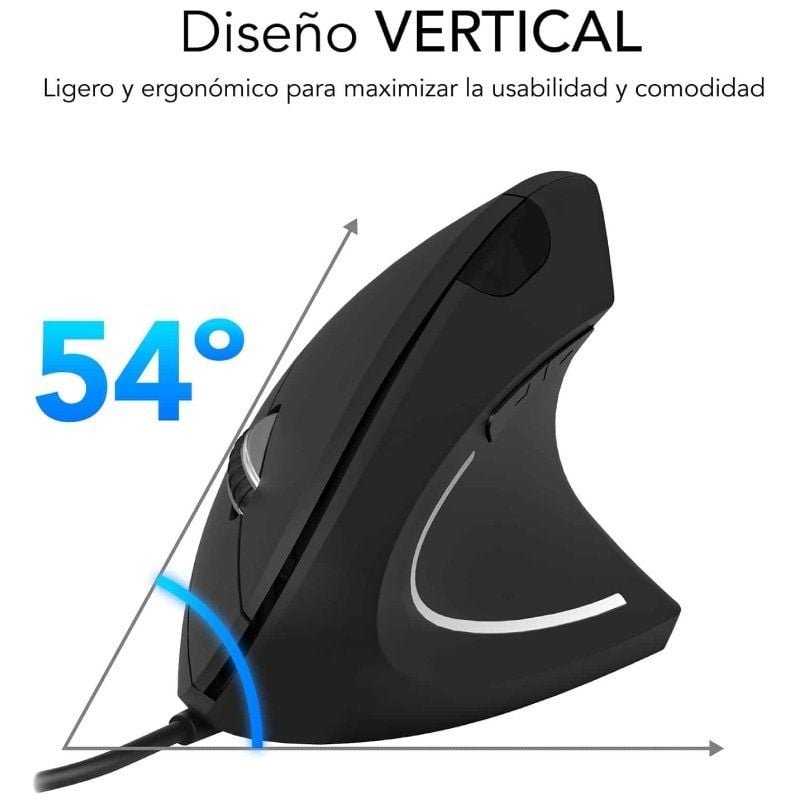 Ratón Vertical Subblim Glide Vertical Ergo Wired/ Hasta 1600 DPI/ Negro - изображение 3