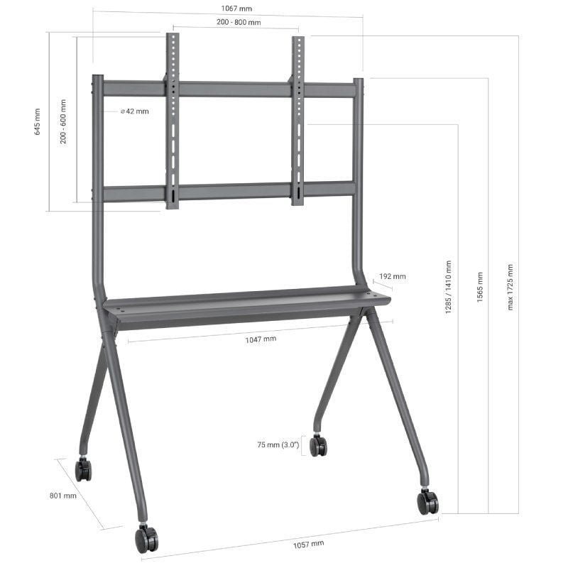 Soporte de Suelo con Ruedas Aisens FT86FE-143 para TV o Pantalla Interactiva 50"-86"/ hasta 120kg - изображение 5