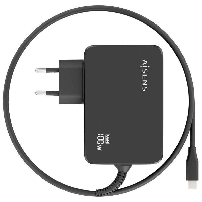 Cargador de Portátil GaN Aisens ASCH-1PD100WL50-BK USB Tipo-C/ 100W/ Automático/ Voltaje 5-20V - изображение 3