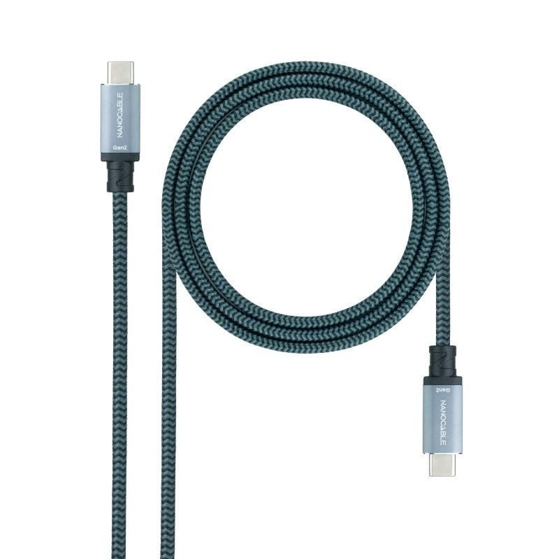 Cable USB 3.1 Tipo-C Nanocable 10.01.4102-COMB/ USB Tipo-C Macho - USB Tipo-C Macho/ Hasta 100W/ 20Gbps/ 2m/ Gris y Negro - изображение 2