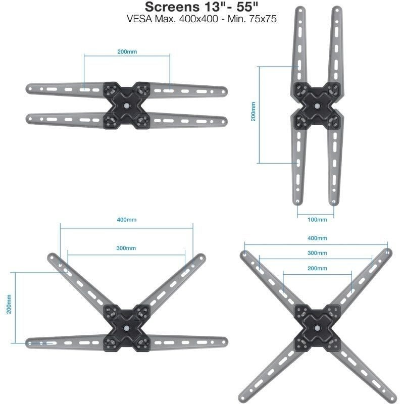 Soporte de Pared Extensible/ Giratorio/ Inclinable TooQ LP1355TN-B para TV de 13-55"/ hasta 25kg - изображение 2
