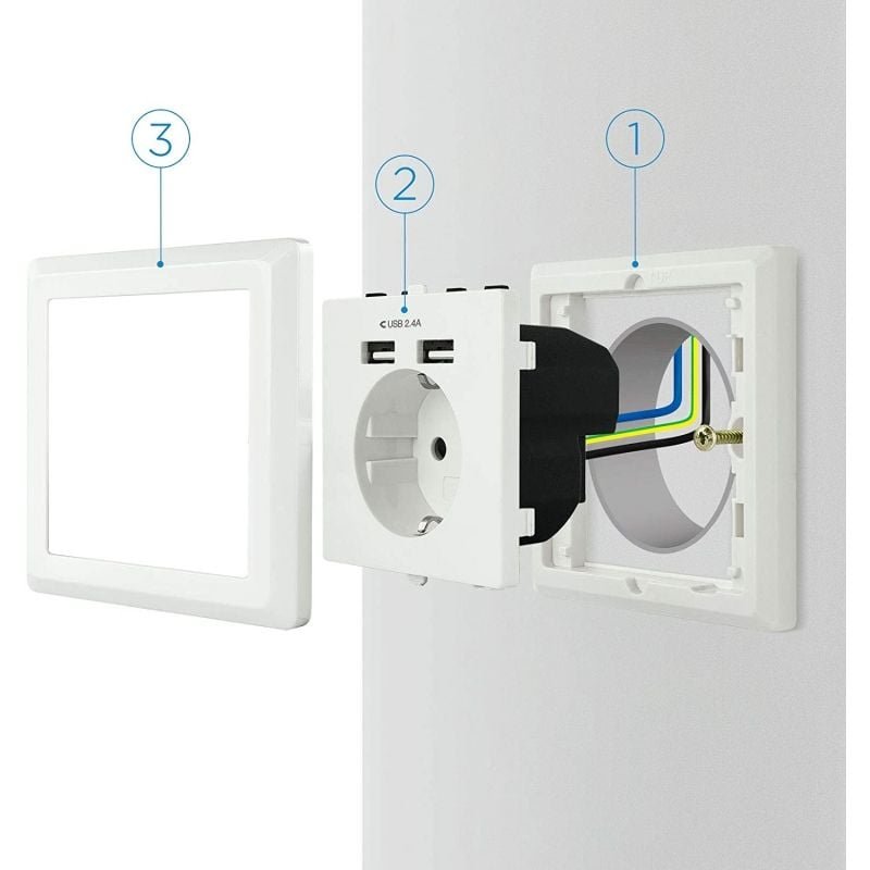 Roseta de Pared Nanocable 10.35.0010/ 1 Schuko/ 2 USB - изображение 3