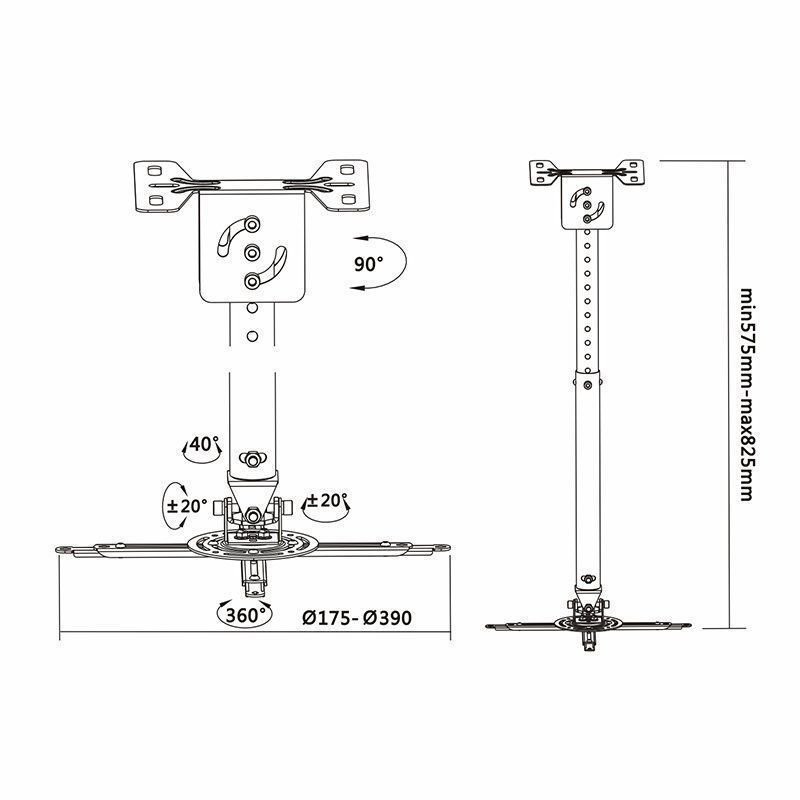 Soporte de Techo para Proyector Aisens CP02TSRE-051/ Giratorio-Inclinable-Extensible/ hasta 20kg - изображение 5