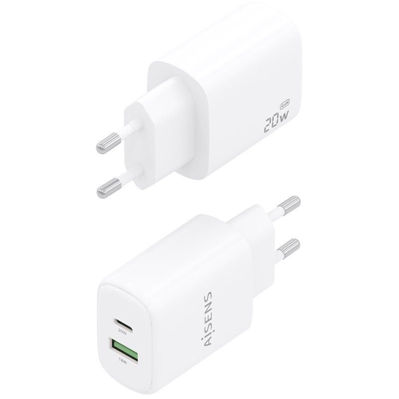 Cargador de Pared GaN Aisens A110-0909/ 1xUSB Tipo-C/ 1xUSB/ 20W/ Blanco - изображение 3