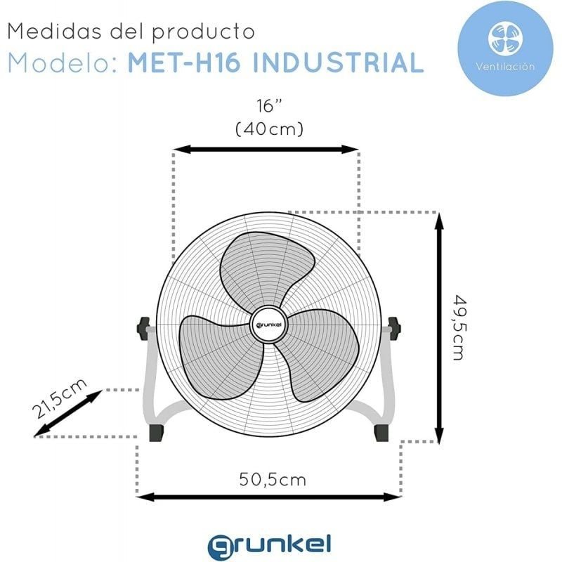 Ventilador de Suelo Industrial Grunkel MET-H18INDUSTRIAL/ 90W/ 3 Aspas 45cm/ 3 Velocidades - изображение 2