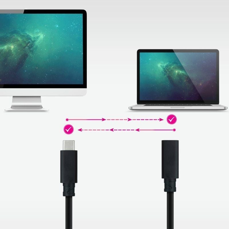 Cable Alargador USB Tipo-C 3.2 Nanocable 10.01.4501/ USB Tipo-C Macho - USB Tipo-C Hembra/ 1m/ Negro - изображение 5
