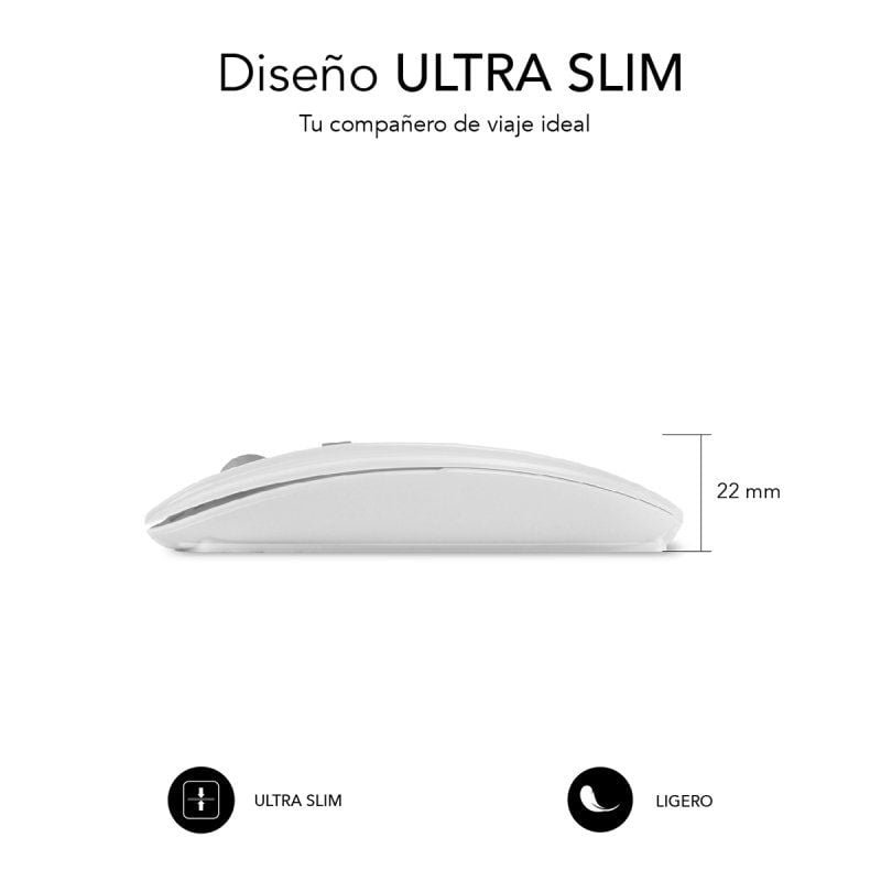 Ratón Inalámbrico por Bluetooth Subblim Dual Flat/ Batería recargable/ Hasta 1600 DPI/ Blanco - изображение 3