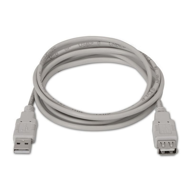Cable Alargador USB 2.0 Aisens A101-0012/ USB Macho - USB Hembra/ Hasta 2.5W/ 60Mbps/ 1m/ Beige - изображение 2