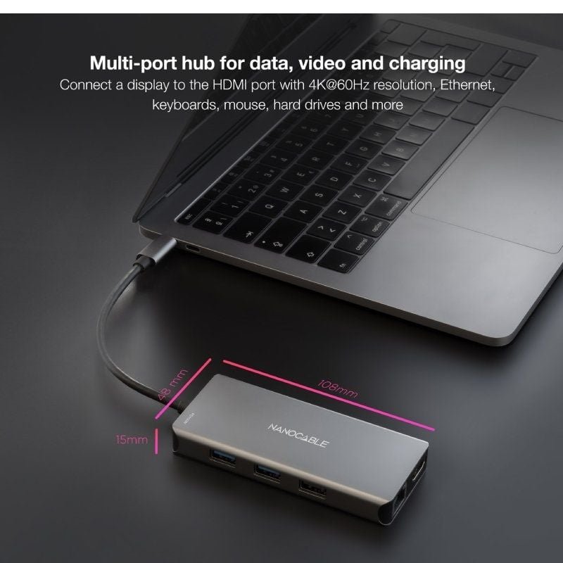 Docking Tipo-C Nanocable 10.16.1009/ 3xUSB/ 2xHDMI 4K/ 1xRJ45/ 1xLector tarjetas/ 1xUSB Tipo-C PD/ Gris - изображение 5
