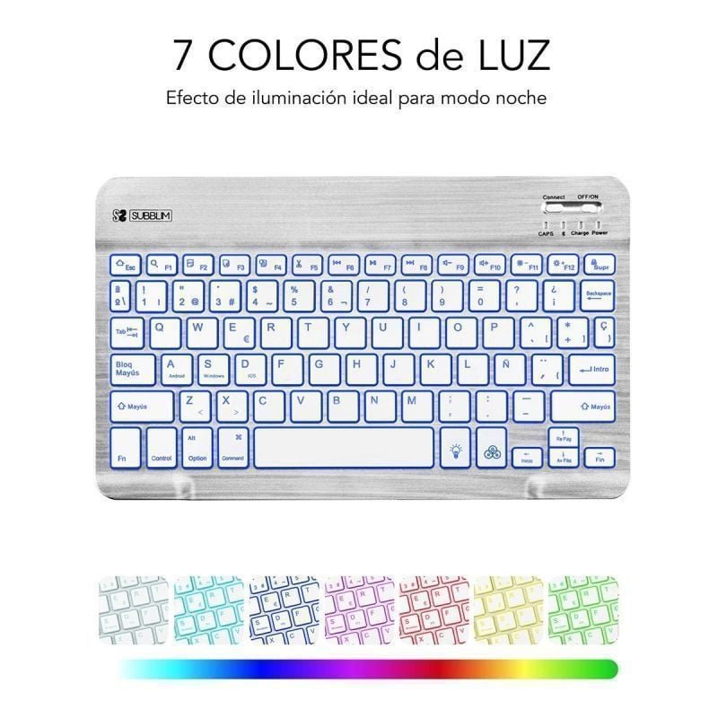 Teclado Compacto Inalámbrico por Bluetooth Subblim Smart Backlit/ Plata - изображение 5