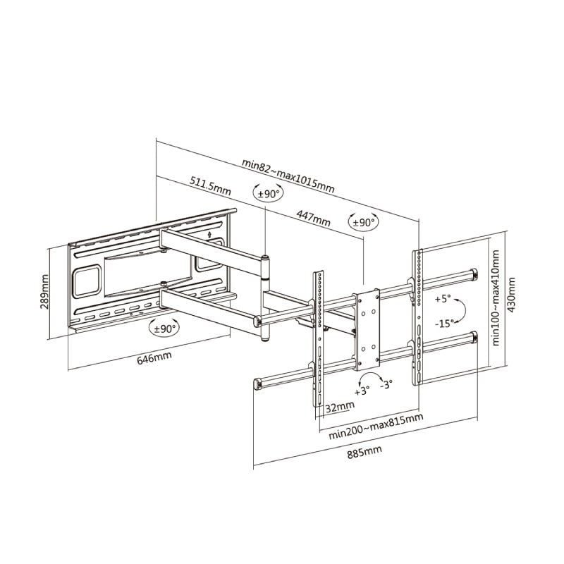 Soporte de Pared Giratorio/ Inclinable/ Nivelable Aisens WT80TSLE-161 para TV de 43-80"/ hasta 50kg - изображение 4
