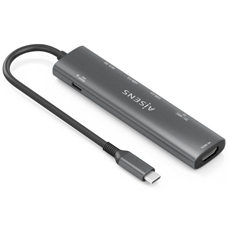 Docking USB Tipo-C Aisens ASUC-7P025-GR/ 1xHDMI/ 3xUSB/ 1xUSB Tipo-C PD/ 1xLector Tarjetas/ Gris - изображение 2
