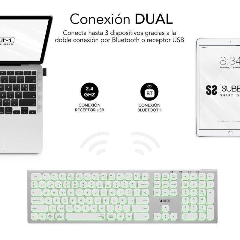 Teclado Inalámbrico Subblim Master/ Plata y Blanco - изображение 2