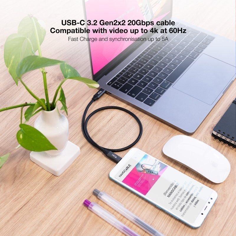 Cable USB 3.2 Nanocable 10.01.4302/ USB Tipo-C Macho - USB Tipo-C Macho/ Hasta 100W/ 2m/ Gris y Negro - изображение 4