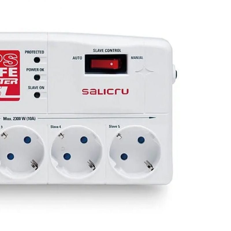 Regleta con interruptor Salicru SAFE MASTER/ 5 Tomas de corriente/ 1 Master/ 2 USB/ Cable 1.8m/ Blanca - изображение 2