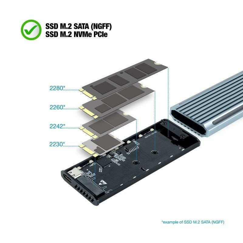 Caja Externa para Disco SSD M.2 NVMe TooQ TQE-2221G/ USB 3.1 Gen2/ Sin tornillos - изображение 3