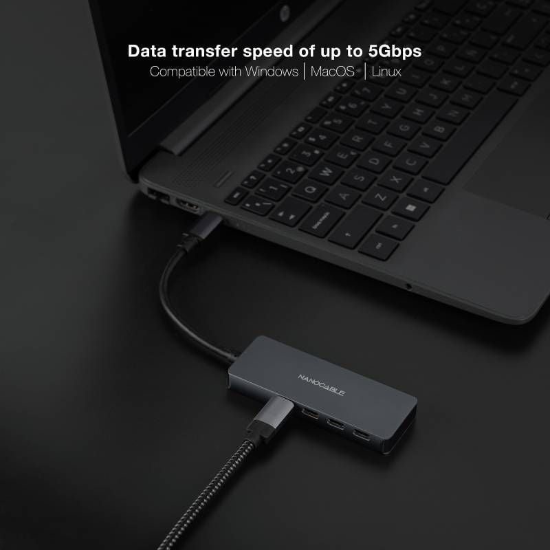 Hub USB Tipo-C Nanocable 10.16.4504/ 4xUSB Tipo-C/ Gris - изображение 4