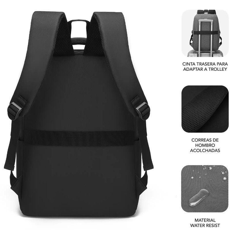 Mochila Subblim City Backpack para Portátiles hasta 15.6"/ Puerto USB/ Negra - изображение 4