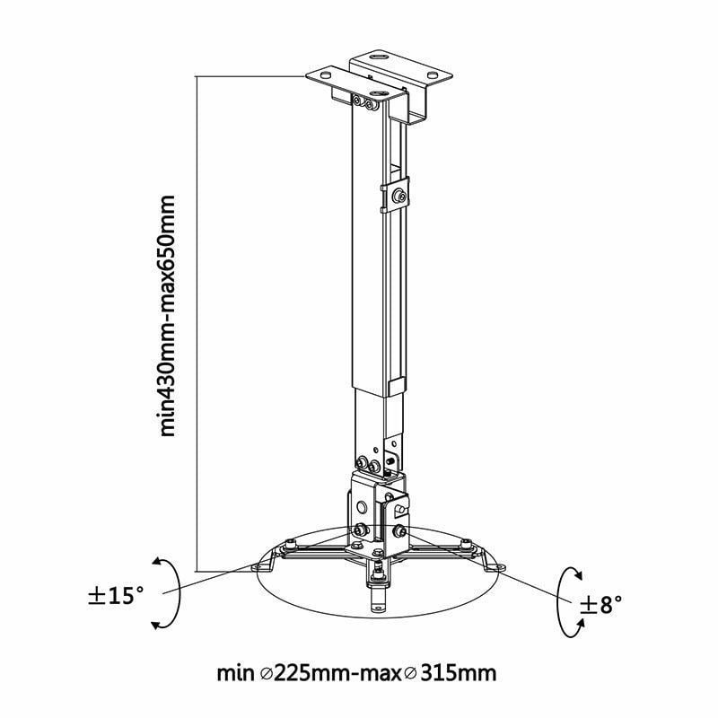 Soporte de Techo/ Pared para Proyector Aisens CWP01TSE-049/ Inclinable-Extensible/ hasta 20kg - изображение 5