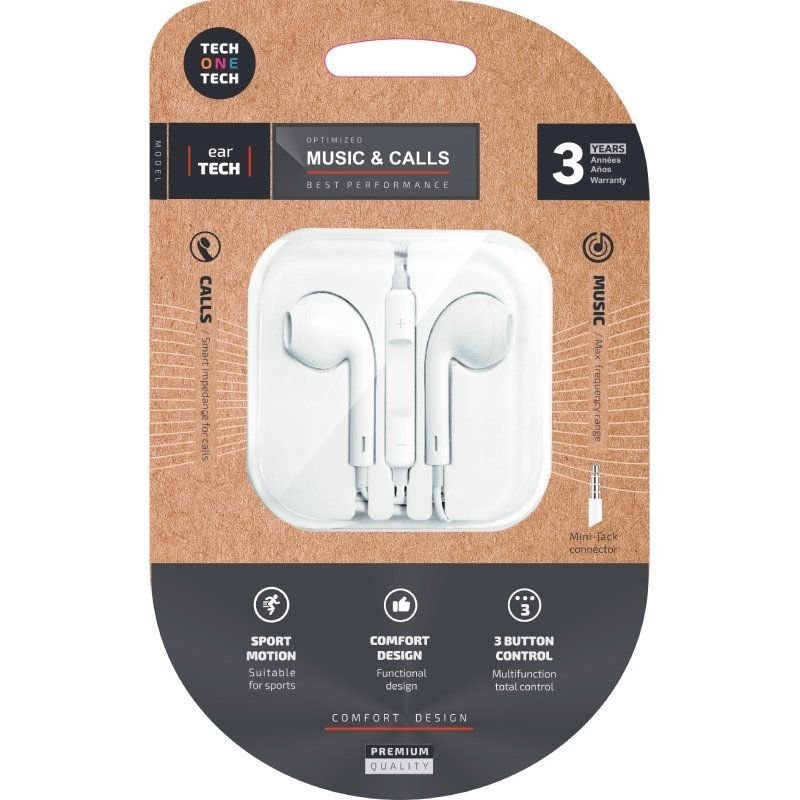 Auriculares Intrauditivos Tech One Tech earTECH TEC1001/ con Micrófono/ Jack 3.5/ Blancos - изображение 3