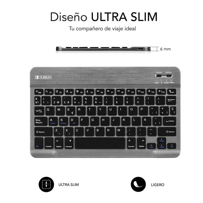 Teclado Compacto Inalámbrico por Bluetooth Subblim Smart/ Gris - изображение 3