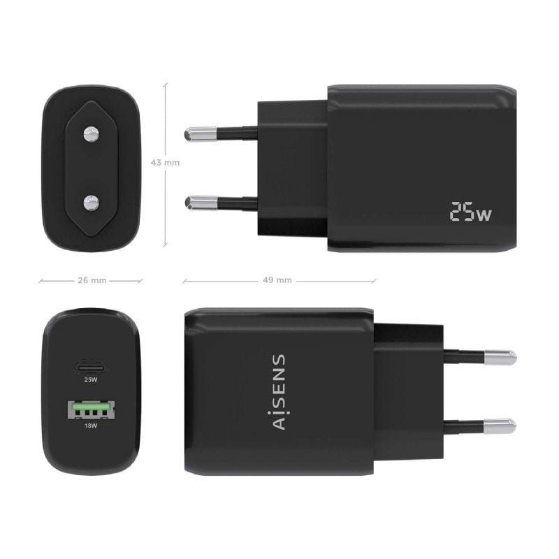 Cargador de Pared Aisens A110-0759/ 1xUSB Tipo-C/ 1xUSB/ 25W - изображение 4