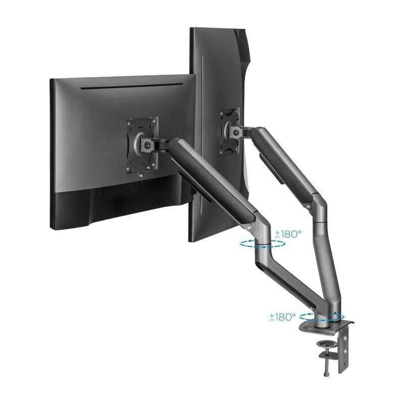 Soporte de Mesa para 2 Monitores TooQ DB4132TNR-G/ Giratorio/ Inclinable/ hasta 9kg - изображение 4