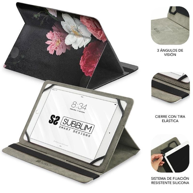 Funda Subblim Trendy Case Rosas para Tablet de 11"/ Negra - изображение 3