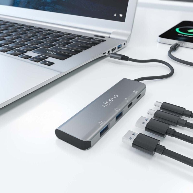 Hub USB Tipo-C Aisens A109-0763/ 2xUSB/ 2xUSB Tipo-C/ Gris - изображение 5