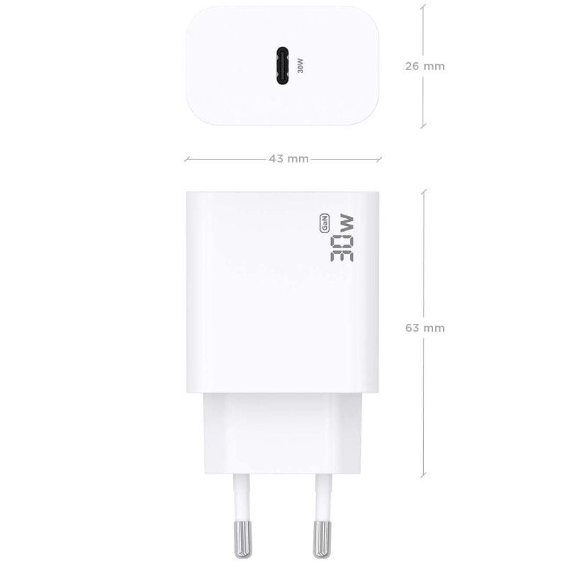 Cargador de Pared GaN Aisens A110-0940/ 1xUSB Tipo-C/ 30W/ Blanco - изображение 3