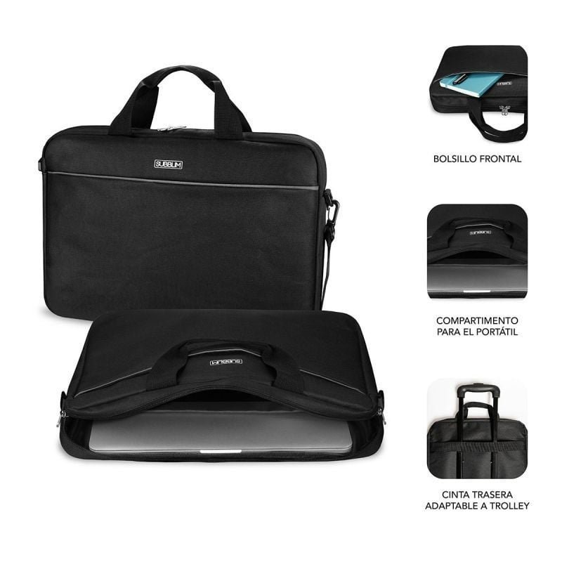 Maletín + Ratón Inalámbrico Subblim Select Pack para Portátiles hasta 15.6"/ Cinta para Trolley/ Negro - изображение 2