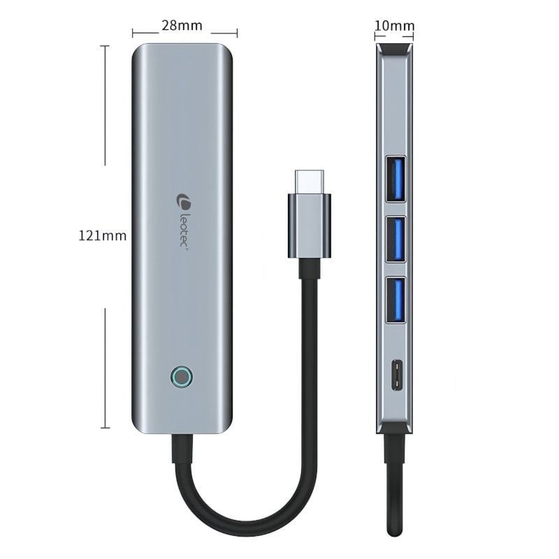 Docking USB Tipo-C Leotec LEDS05/ 3xUSB/ 1xUSB Tipo-C PD/ 1xHDMI/ Gris - изображение 4