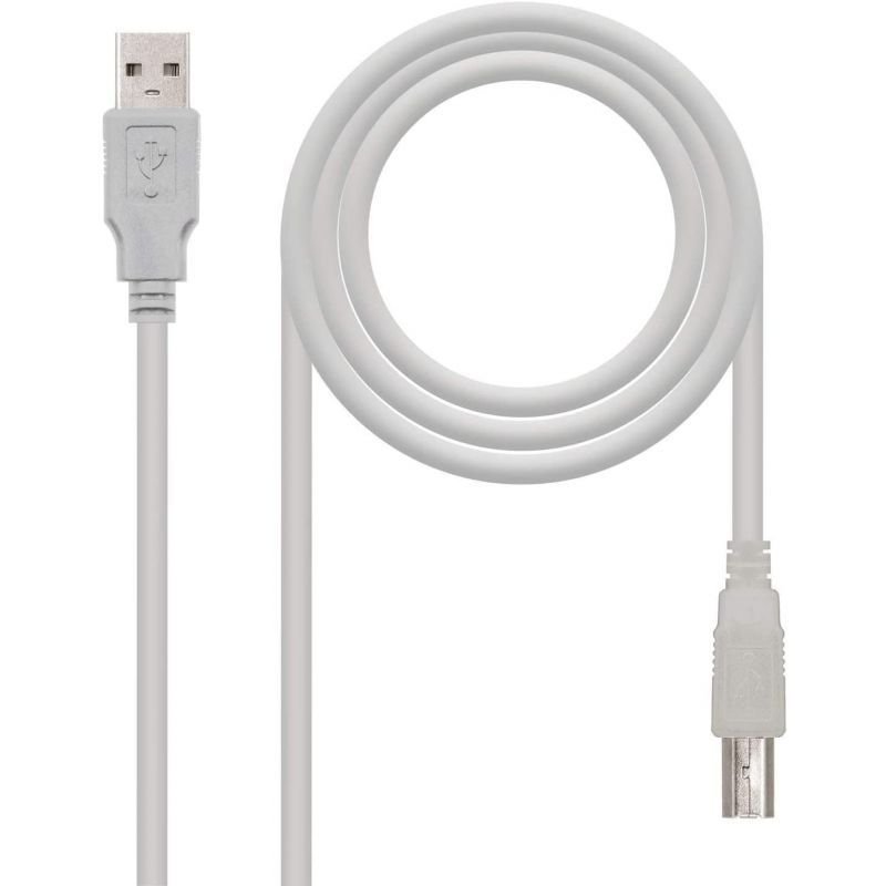 Cable USB 2.0 Impresora Nanocable 10.01.0103/ USB Tipo-B Macho - USB Macho/ 1.8m/ Beige - изображение 2