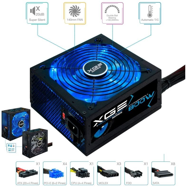 Fuente de Alimentación TooQ TQXGEII-800SAP/ 800W/ Ventilador 14cm/ 80 Plus Bronze - изображение 2