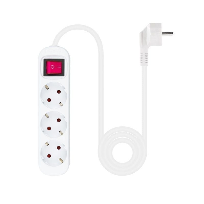Regleta con Interruptor Nanocable 10.38.0003/ 3 Tomas de Corriente/ Cable 1.4m/ Blanca - изображение 2