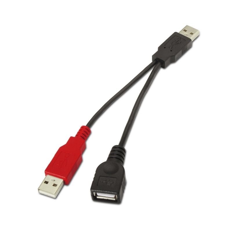 Cable USB 2.0 + Alimentación Aisens A101-0030/ USB Hembra + USB Macho - USB Macho/ Hasta 2.5W/ 60Mbps/ 15cm/ Negro/ Rojo - изображение 2