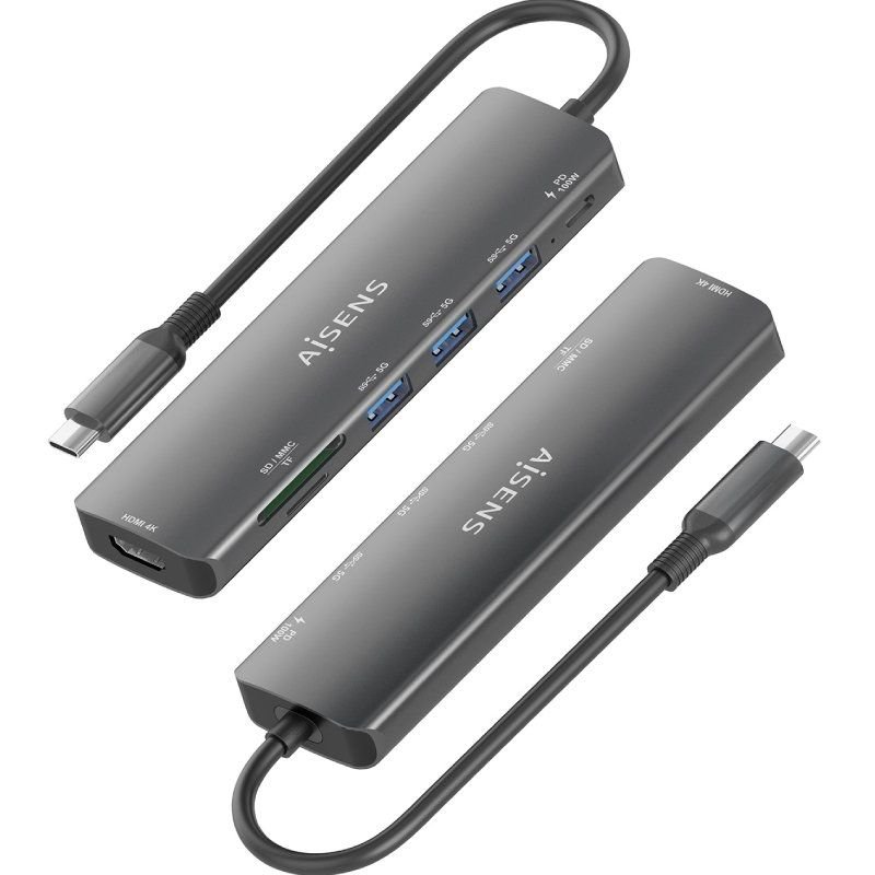 Docking USB Tipo-C Aisens ASUC-7P025-GR/ 1xHDMI/ 3xUSB/ 1xUSB Tipo-C PD/ 1xLector Tarjetas/ Gris - изображение 3