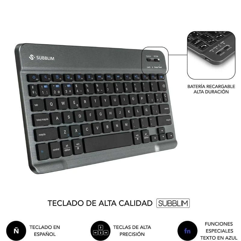 Funda con Teclado Subblim Keytab Pro BT Lenovo Tab 2025 11.5"/ Negra