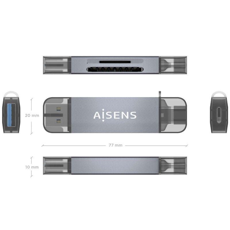 Lector de Tarjetas Externo Aisens ASCR-2AC08-GR/ USB 3.1 - изображение 4