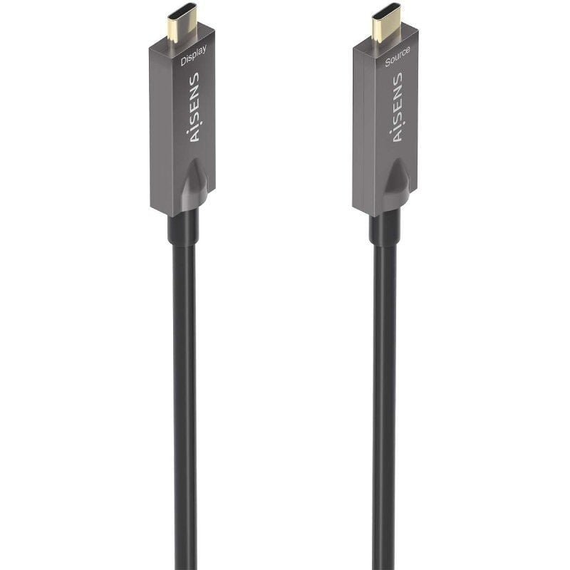 Cable USB 3.1 Tipo-C Aisens AOC A157-0884/ USB Tipo-C Macho - USB Tipo-C Macho/ Hasta 60W/ 10Gbps/ 7.5m/ Negro
