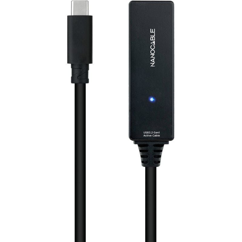Cable Alargador USB Tipo-C 3.2 con Amplificador Nanocable 10.01.1311/ USB Tipo-C Macho - USB Tipo-C Hembra/ 5m/ Negro - изображение 2