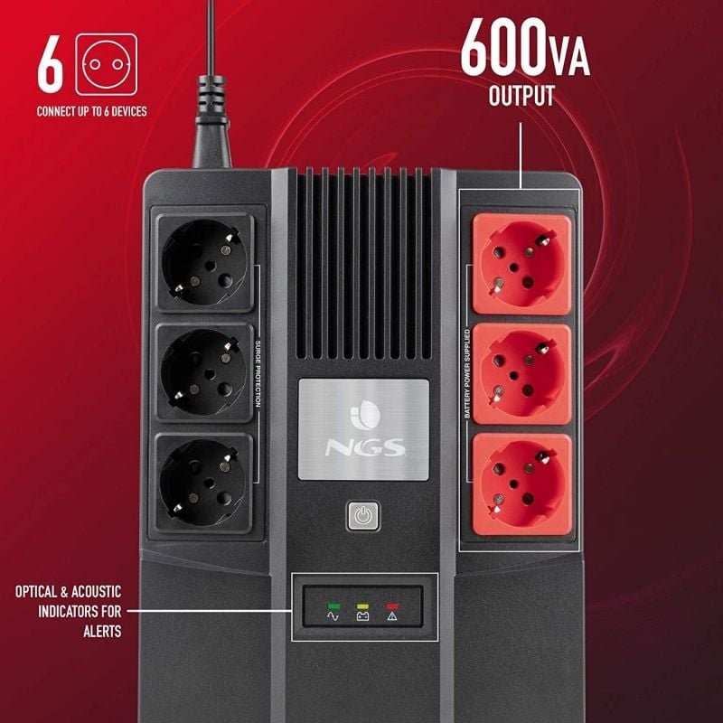 SAI Offline NGS Fortress Bunker/ 600VA-360W/ 6 Salidas/ Formato Bloque - изображение 3